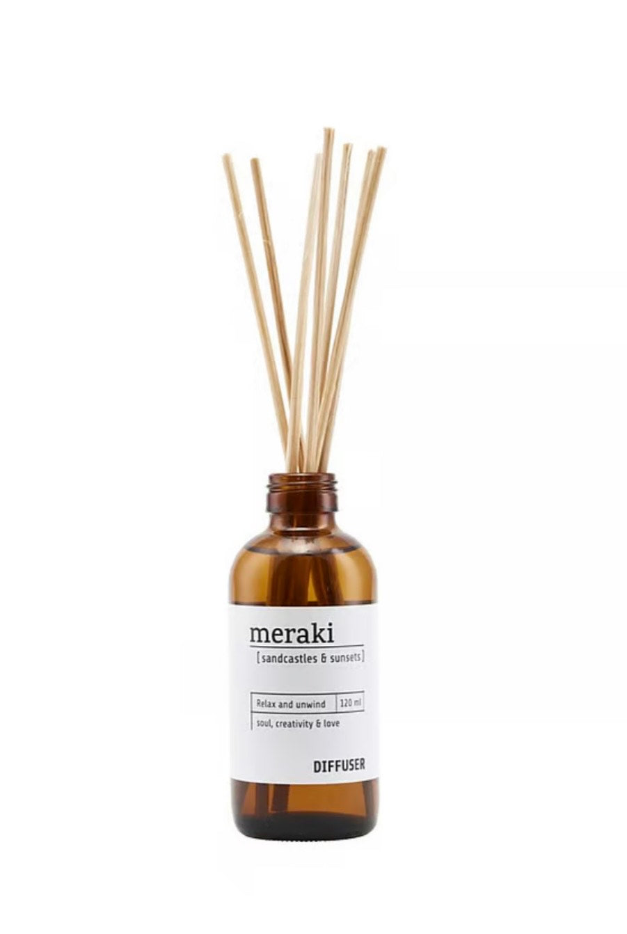 Meraki diffuser Sandcastles & Sunsets med 7 pinde – Naturlig og stilren duftfrisker til hjemmet. Køb hos butikbravos.dk