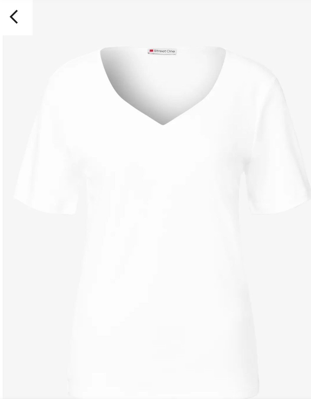 Street One QR T-shirt med hjerteudskæring i hvid – frontbillede

