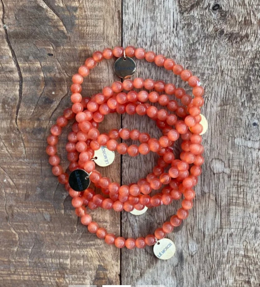 Le Mosch - Haniel armbånd Orange Tigerøje Natursten 6 mm