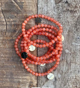 Le Mosch - Haniel armbånd Orange Tigerøje Natursten 6 mm
