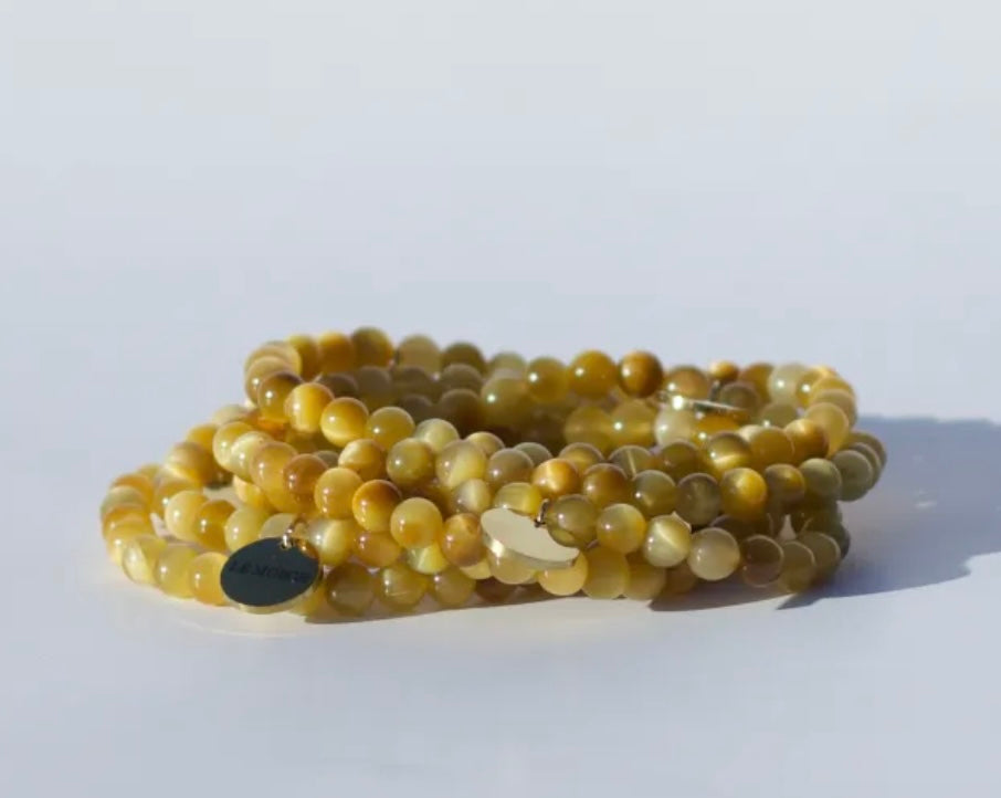 Le Mosch - Haniel armbånd Gul tigerøje natursten 6mm