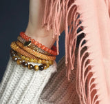 Le Mosch - Haniel armbånd Orange Tigerøje Natursten 6 mm