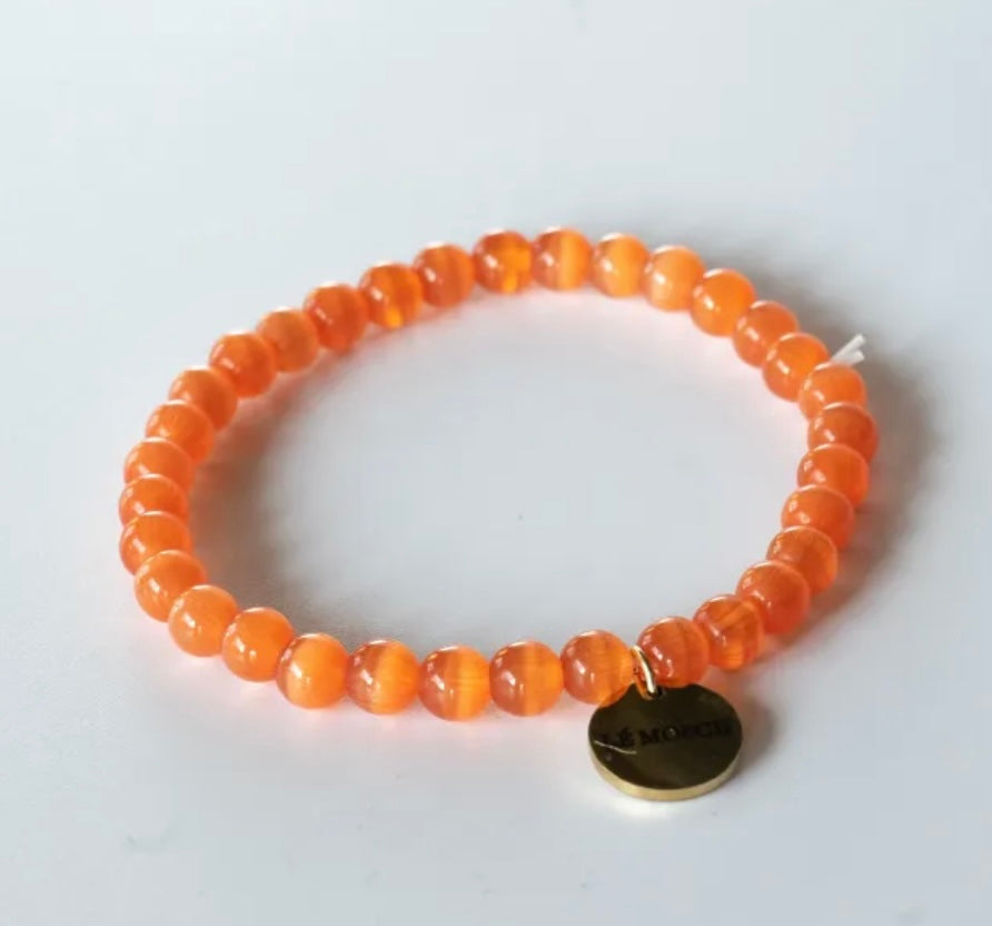 Le Mosch - Haniel armbånd Orange Tigerøje Natursten 6 mm