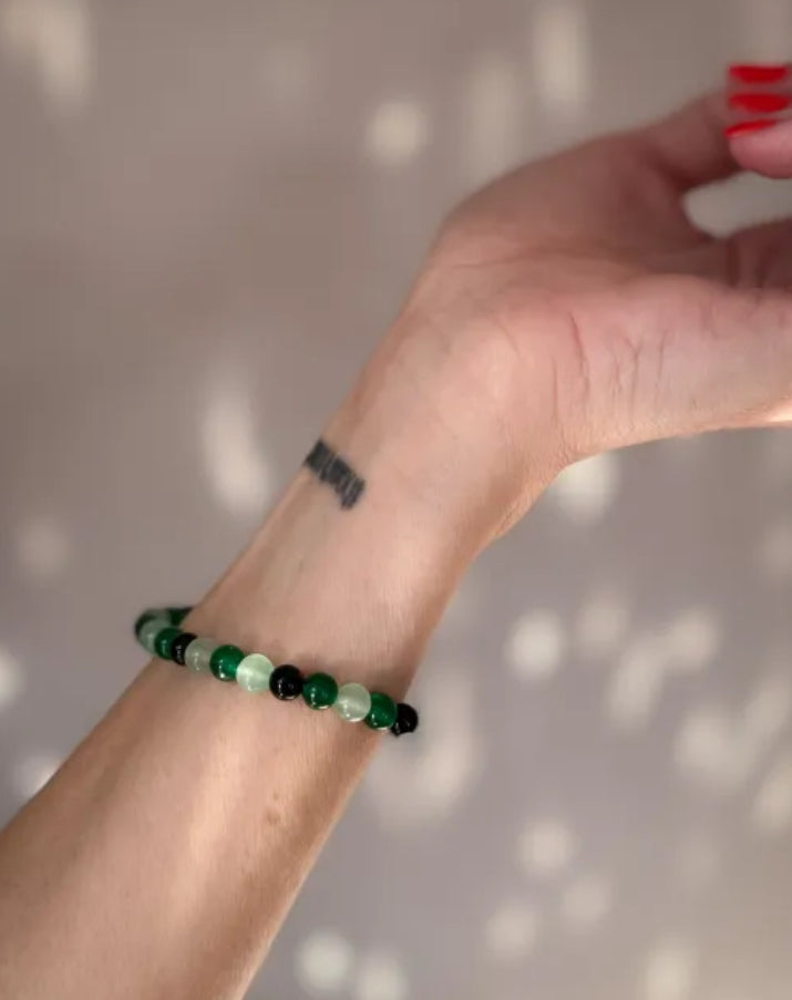 Le Mosch - Haniel armbånd i Grøn natursten mix 6 mm