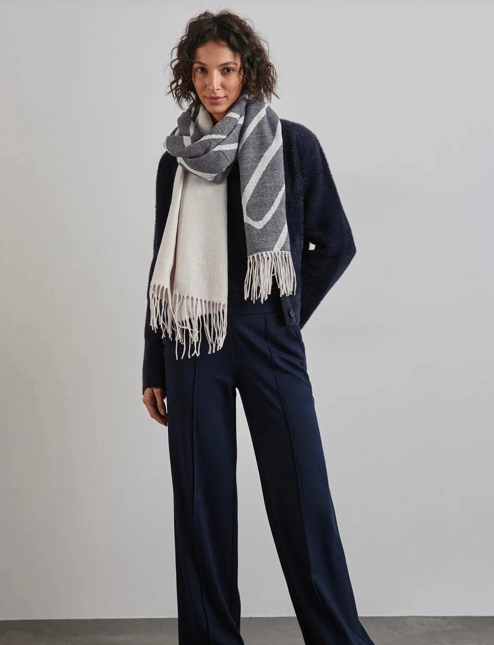 Street One - Langt Jacquard Tørklæde - Breezy Beige