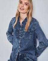 Street One denim tencel blouse 345325 – medium blue denimskjorte i let lyocell