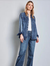 Denimskjorte med brystlommer og knaplukning – Street One 345325