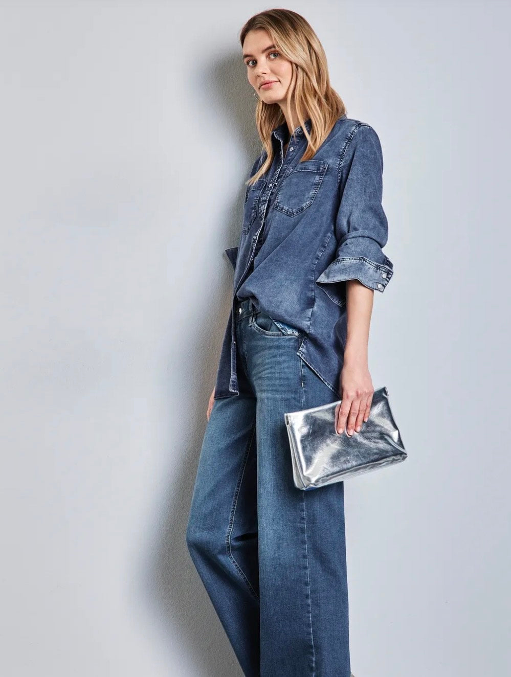 Street One denim tencel blouse 345325 – medium blue denimskjorte i let lyocell