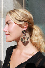 Maq Jewelry store farverige øreringe med ægte perler i guld, sort og sølv