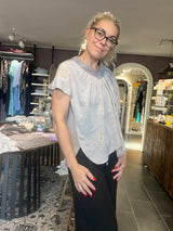 Cofur IVY Blouse S255 – sart lavendel OneSize silkebluse i vintage sari-silke