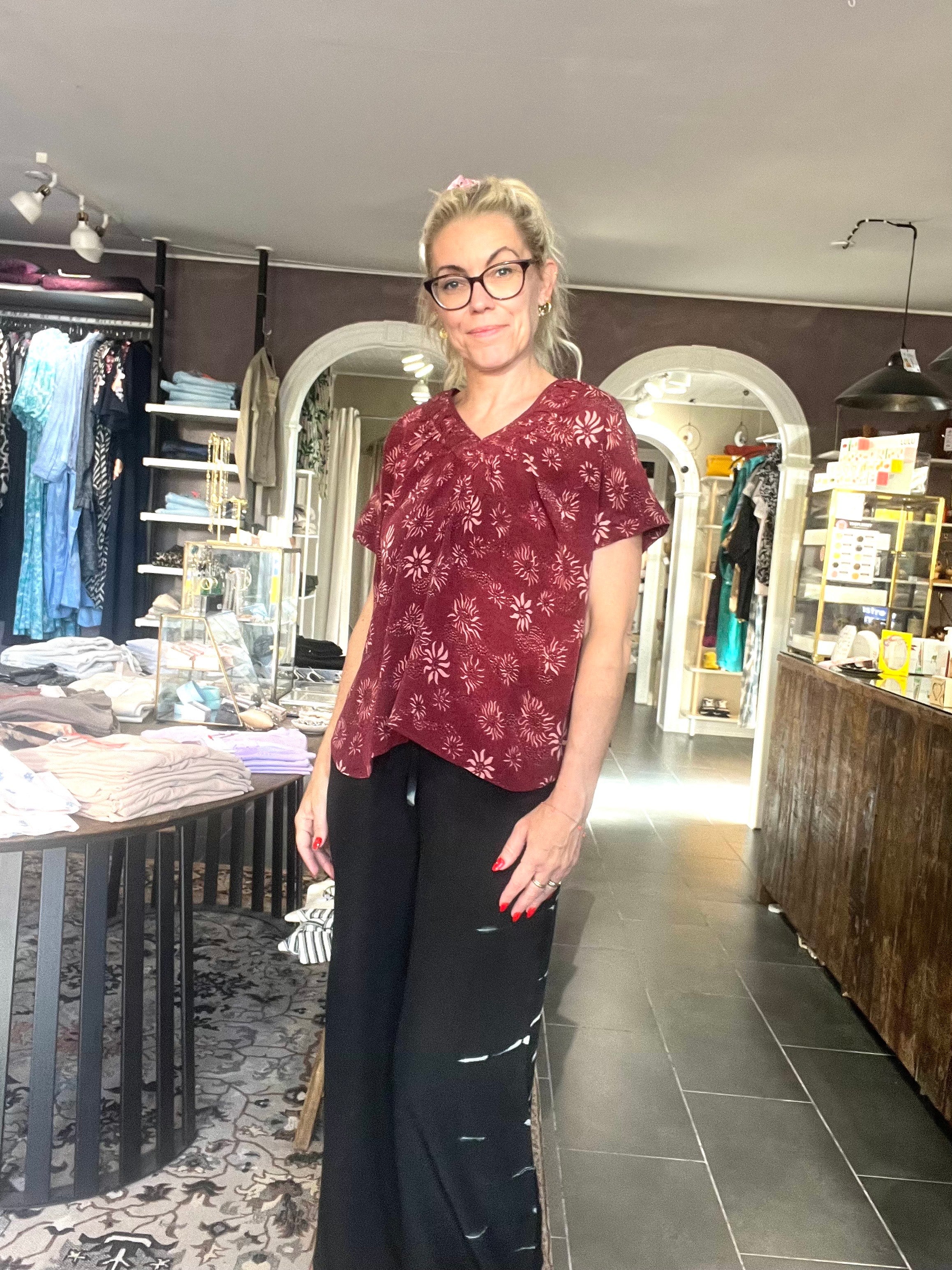Cofur IVY Blouse S255 – bordeaux OneSize silkebluse i vintage sari-silke