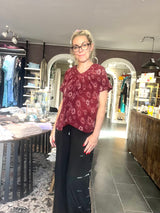 Cofur IVY Blouse S255 – bordeaux OneSize silkebluse i vintage sari-silke