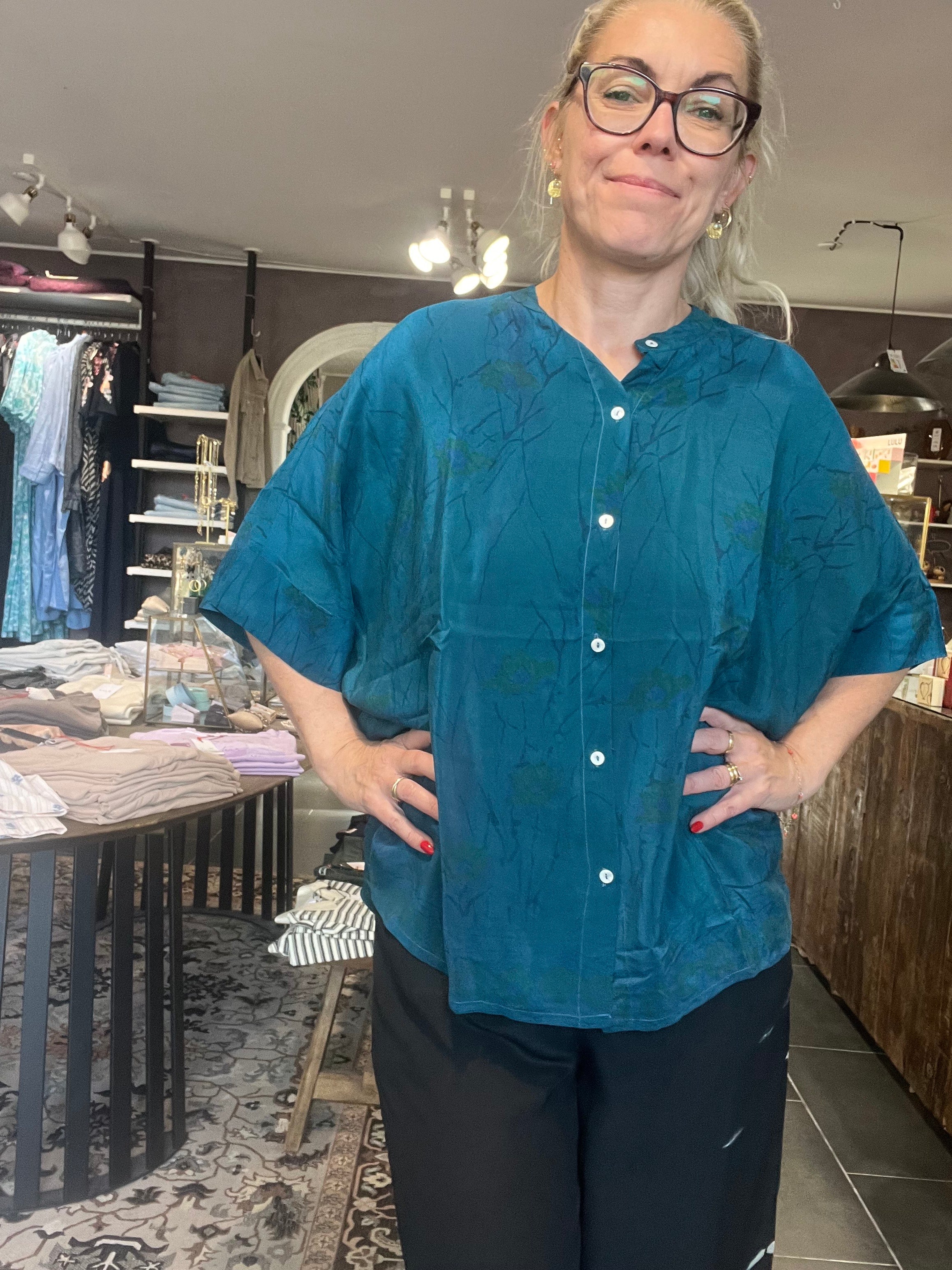 Vintage sari-silke med patina – Cofur Diva Blouse S65, unika