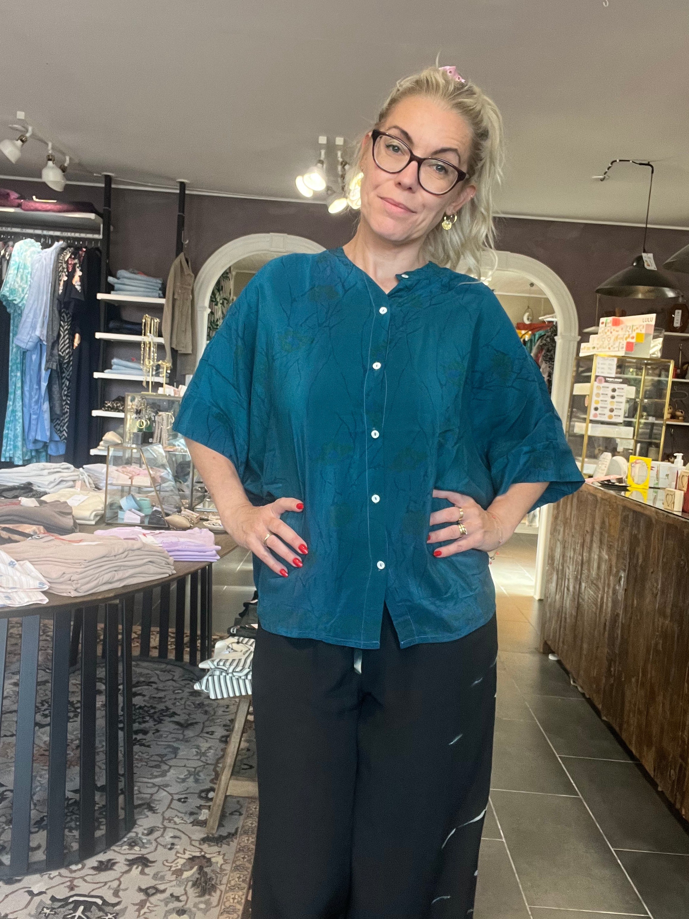 Vintage sari-silke med patina – Cofur Diva Blouse S65, unika
