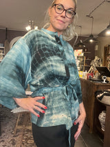 Cofur New-Yorker Kimono S17 – kort kimono i vintage silke med knapper og bindebånd (M/L)