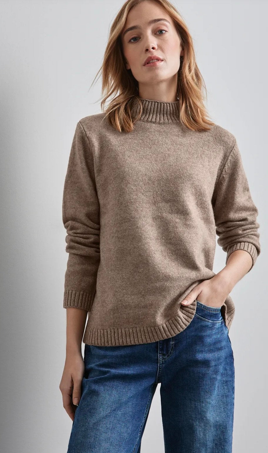 Street One - Strikket Sweater m/høj hals - Flere Farver