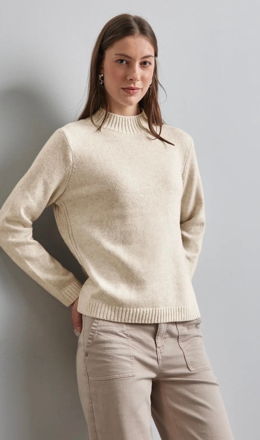 Street One - Strikket Sweater m/høj hals - Flere Farver
