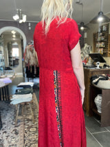 Cofur Casual Dress Long S310 – dyb rød unika silkekjole (S/M, 34–38)
