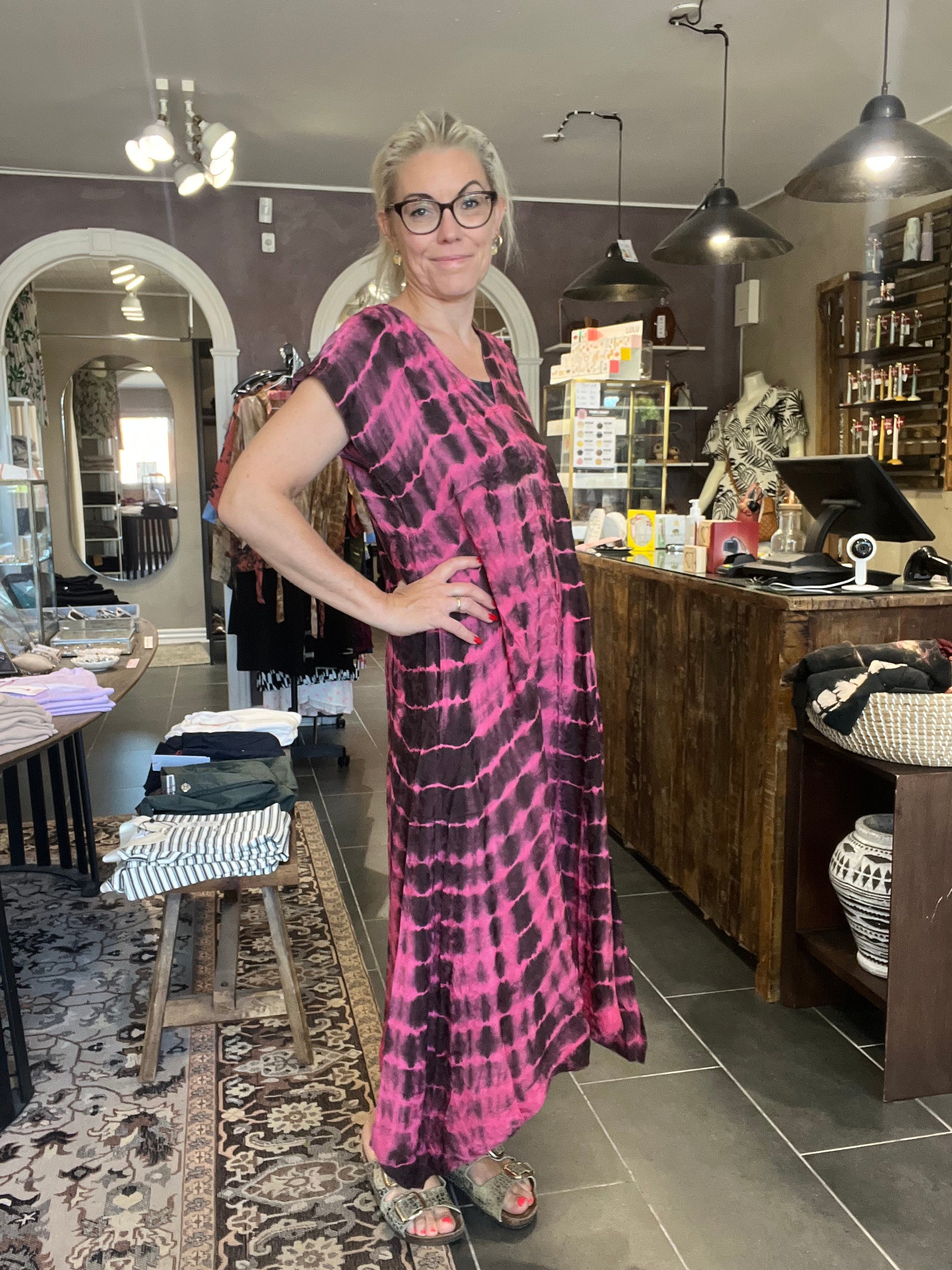Vintage sari-silke med smuk tie-dye patina – Cofur Casual Dress Long
