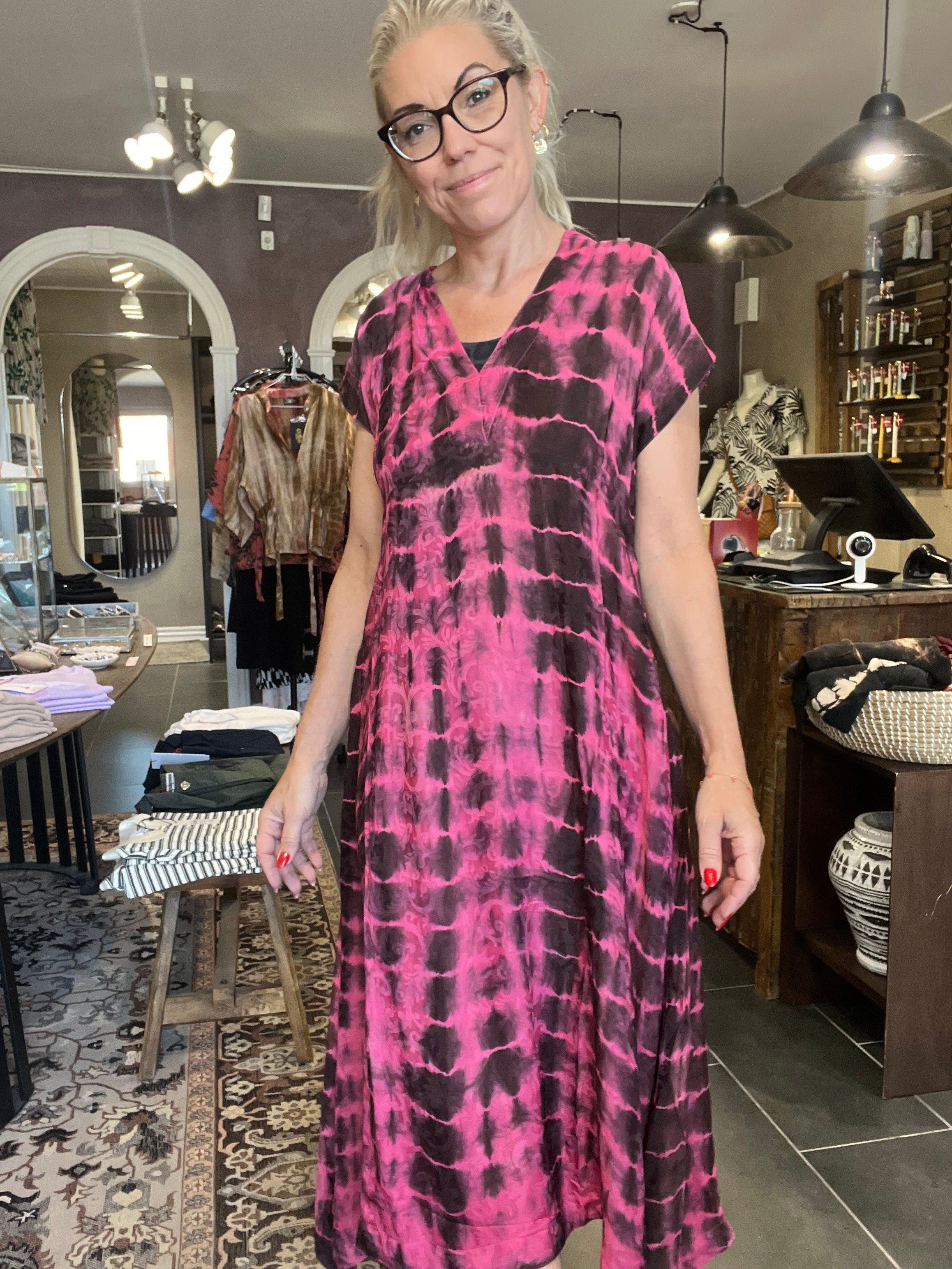 Vintage sari-silke med smuk tie-dye patina – Cofur Casual Dress Long