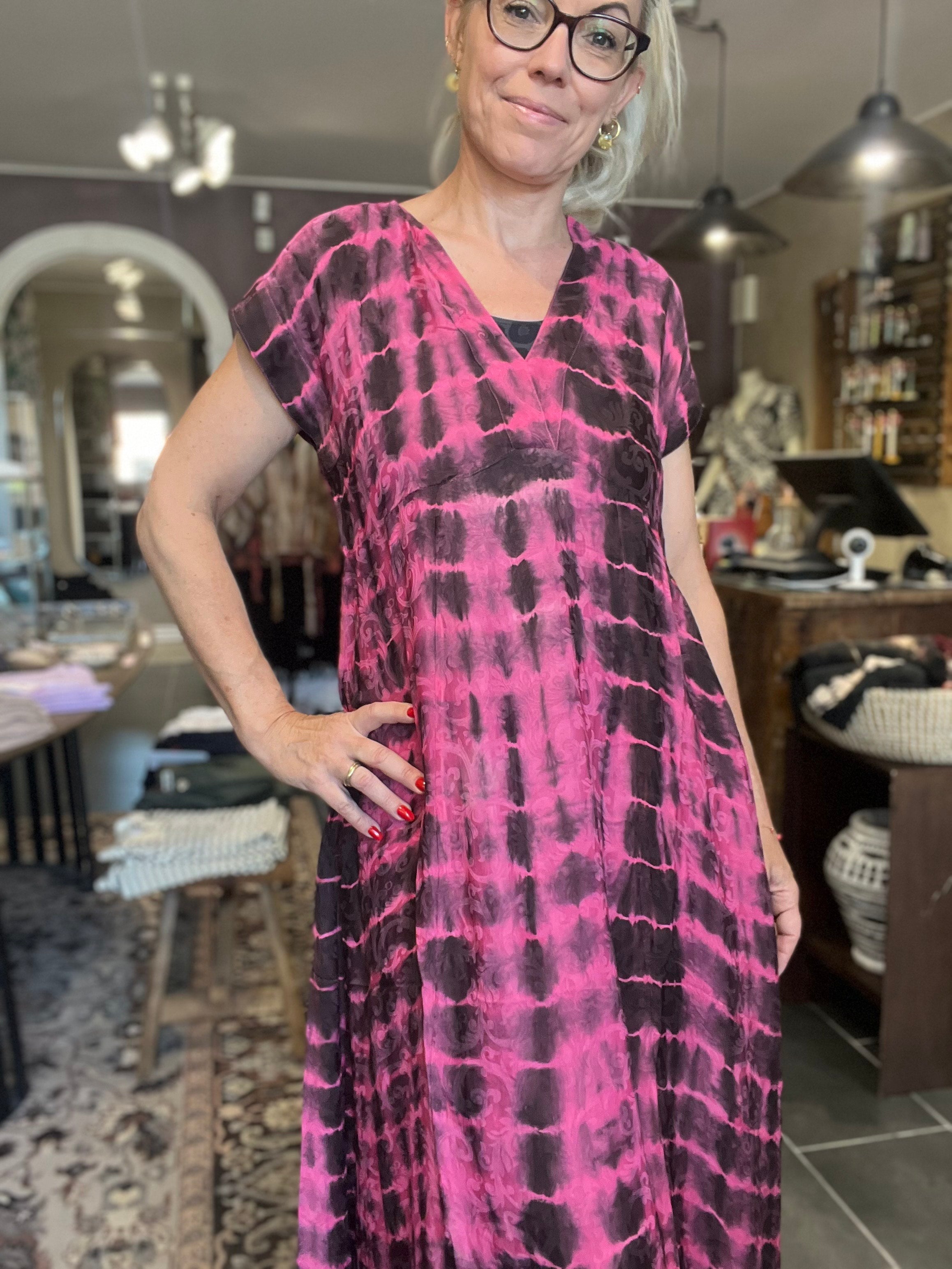 Vintage sari-silke med smuk tie-dye patina – Cofur Casual Dress Long
