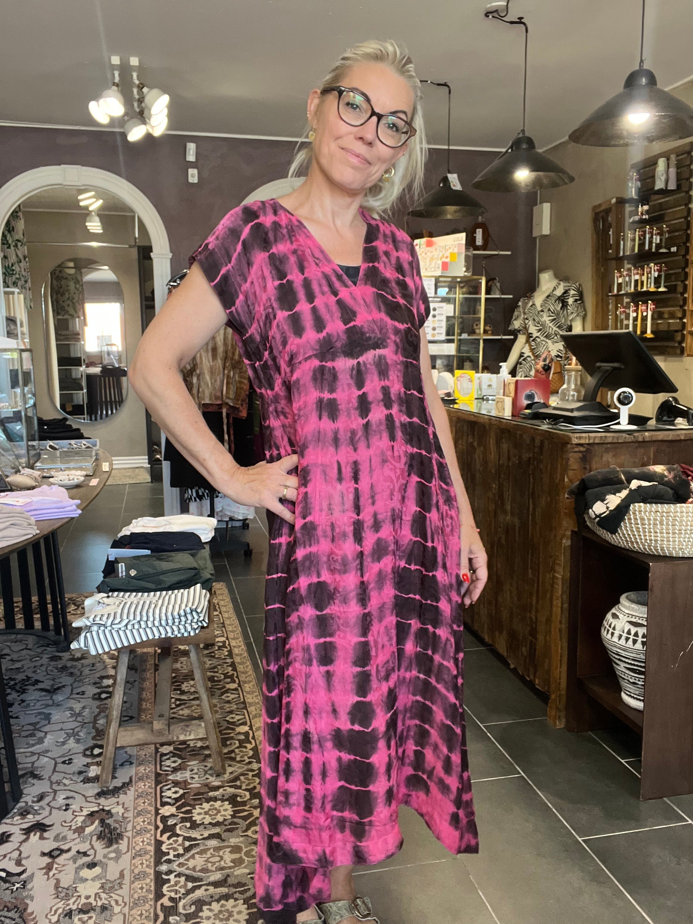 Vintage sari-silke med smuk tie-dye patina – Cofur Casual Dress Long