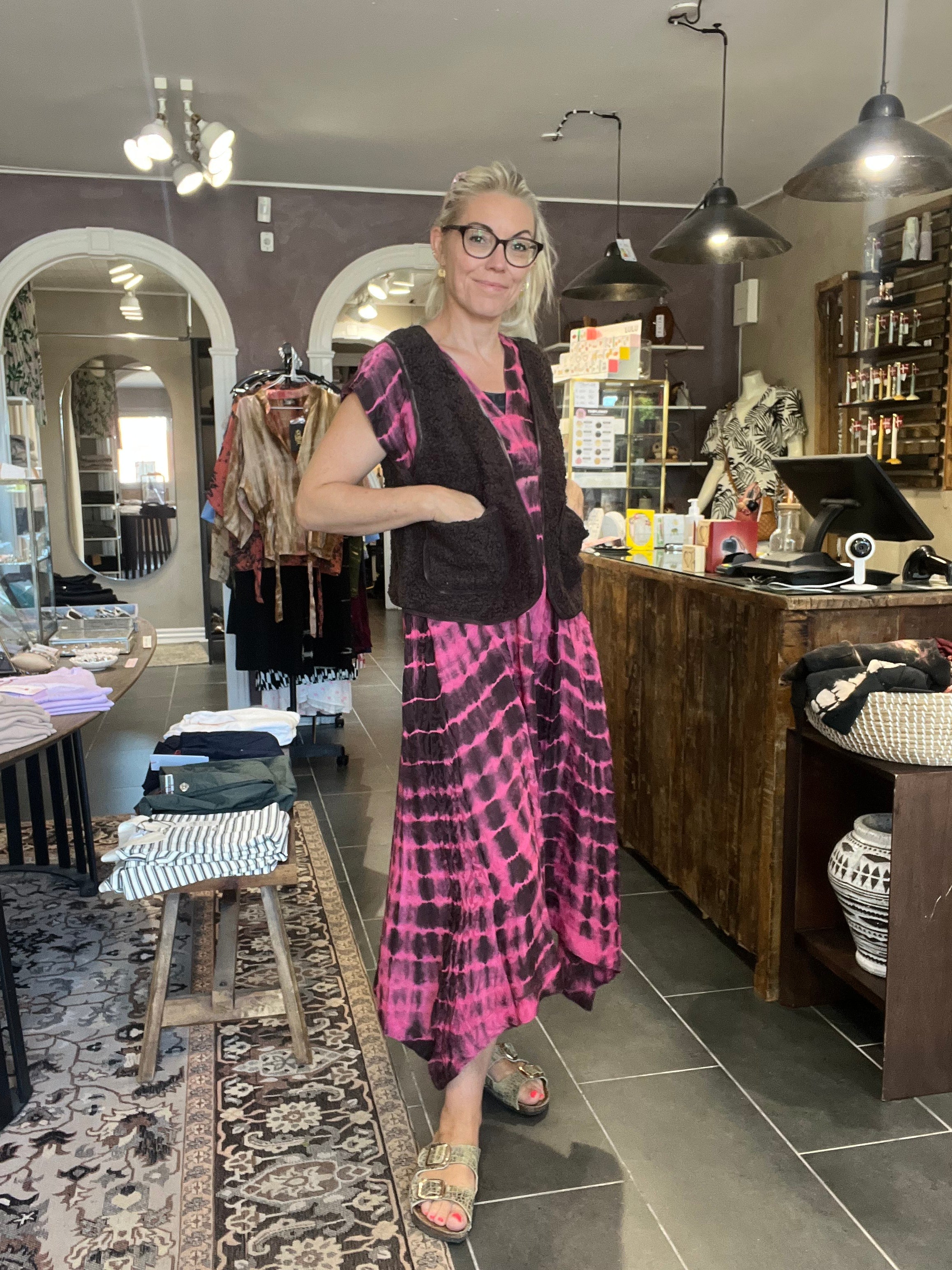 Vintage sari-silke med smuk tie-dye patina – Cofur Casual Dress Long