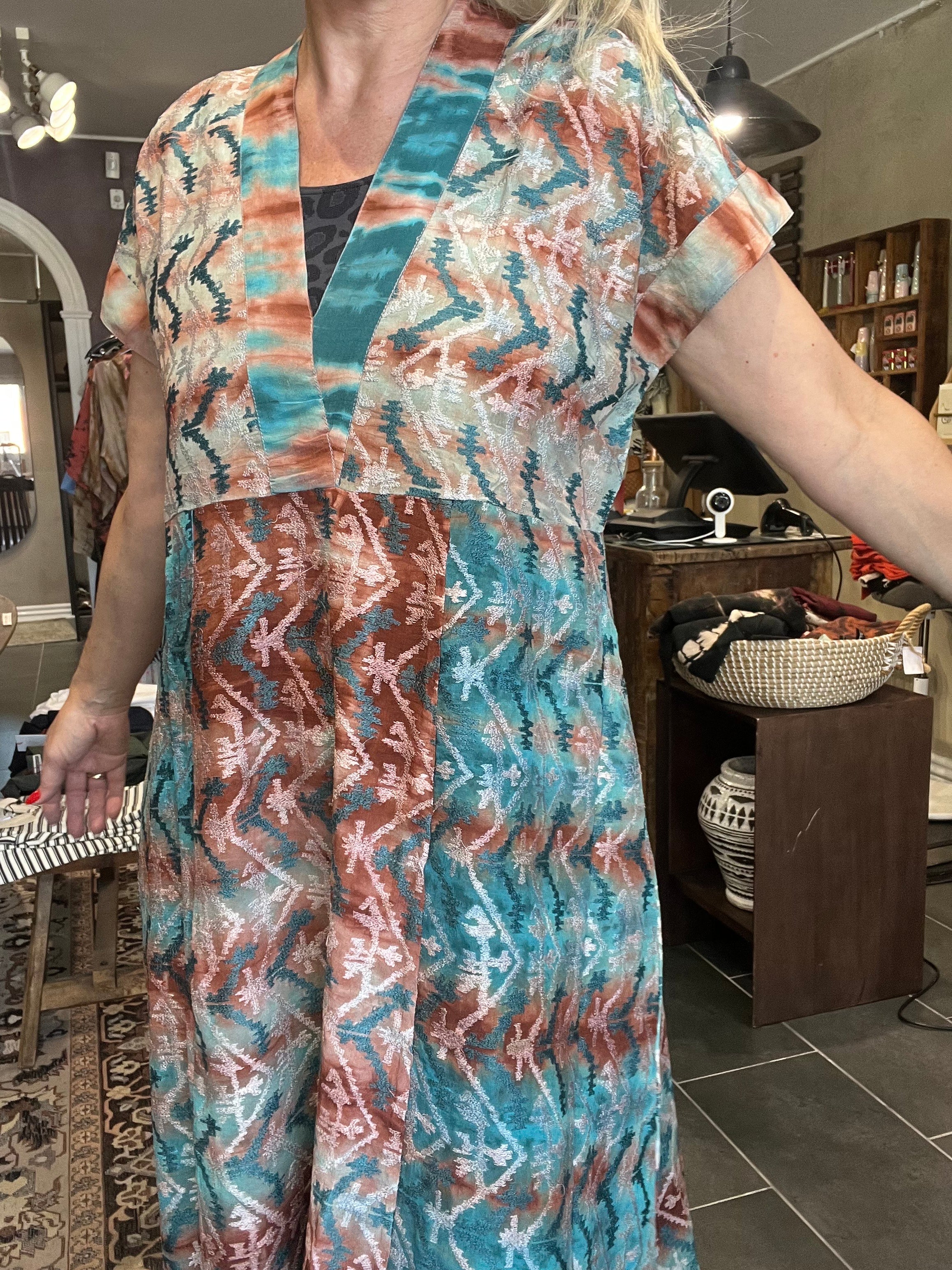 Vintage sari-silke med smuk patina – Cofur Casual Dress Long S310