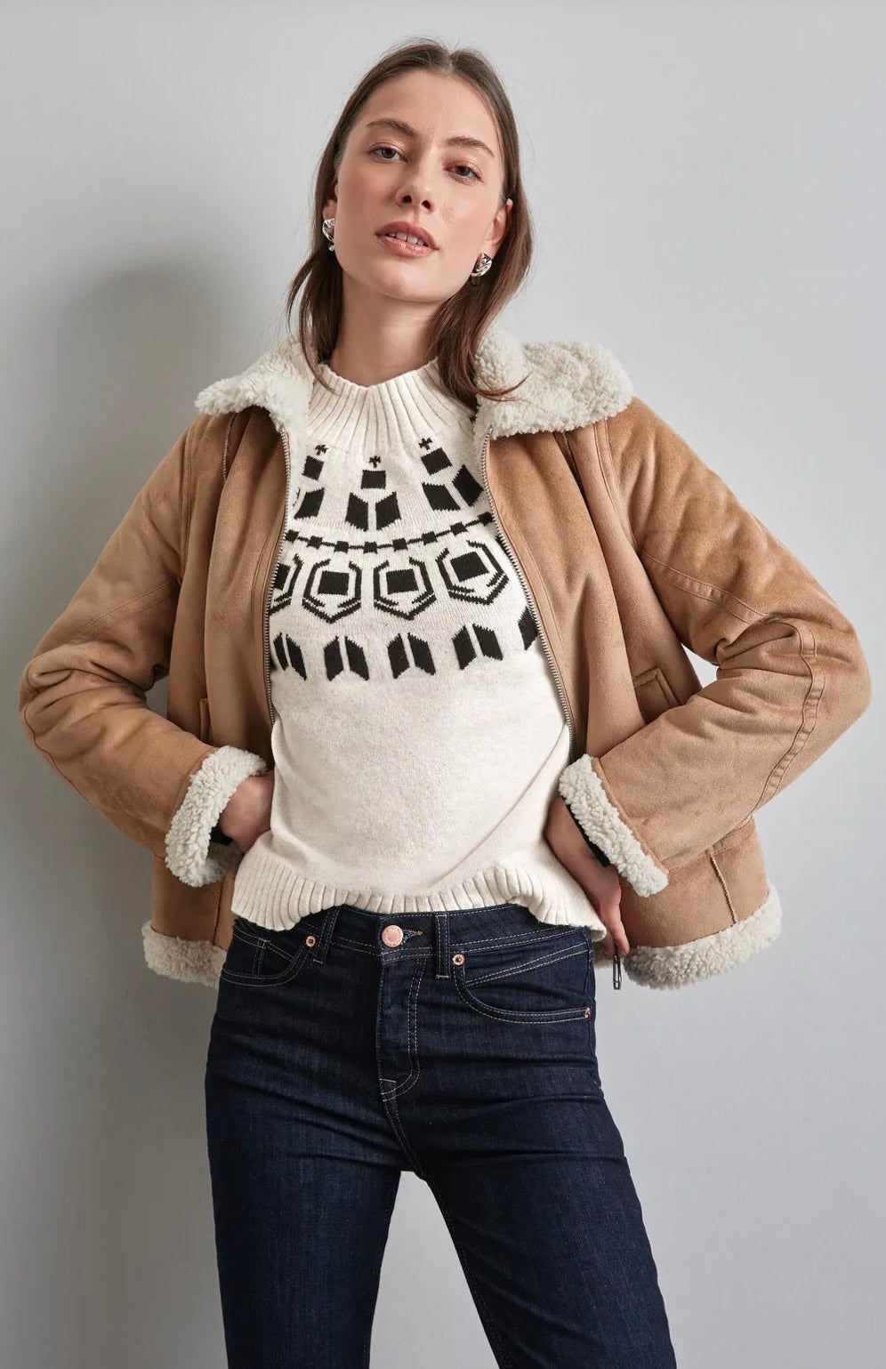 Street One - Jacquard sweater m/høj hals
