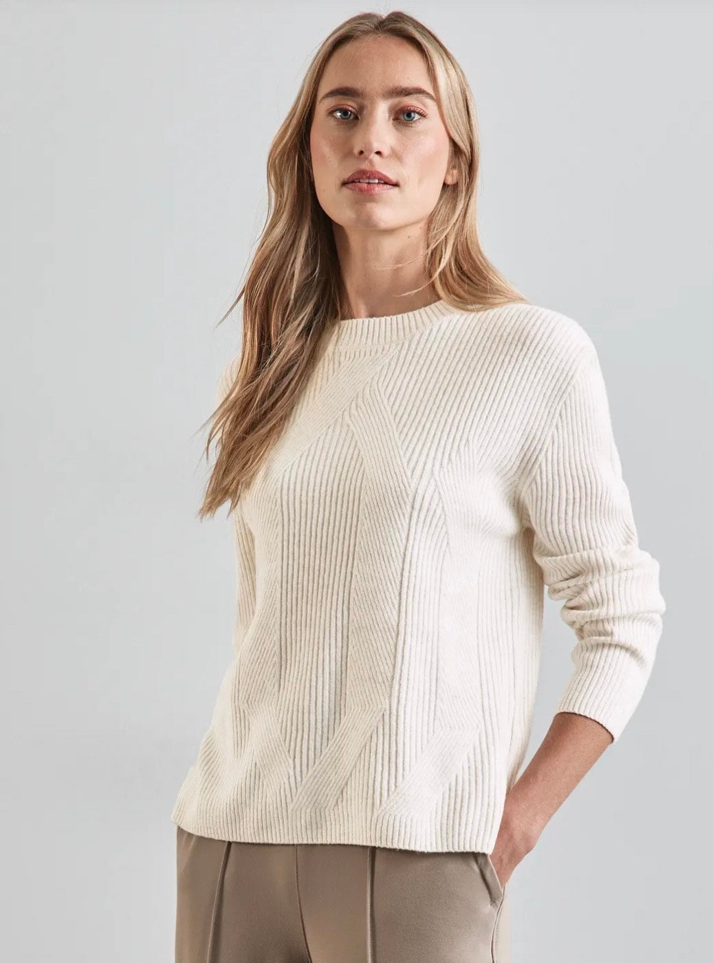 Street One - Sweater med struktur - Cream White