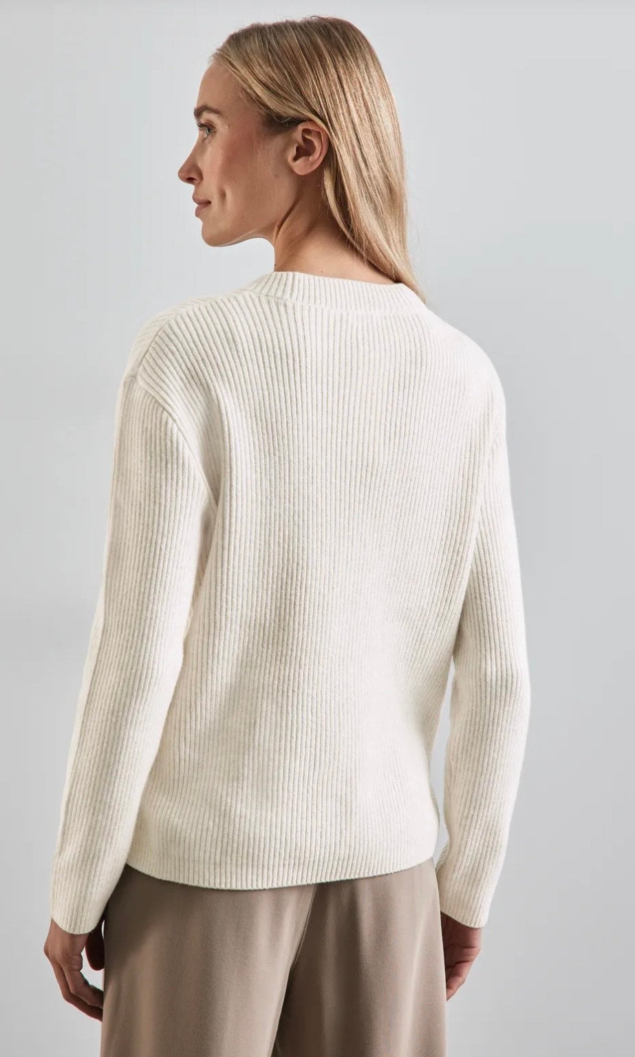 Street One - Sweater med struktur - Cream White