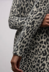 Street One knælang mønstret blød fluffy T-shirt kjole med turtleneck