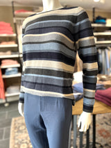 Mansted MATHILDE strik – 96 Grey, front med multicolor striber
