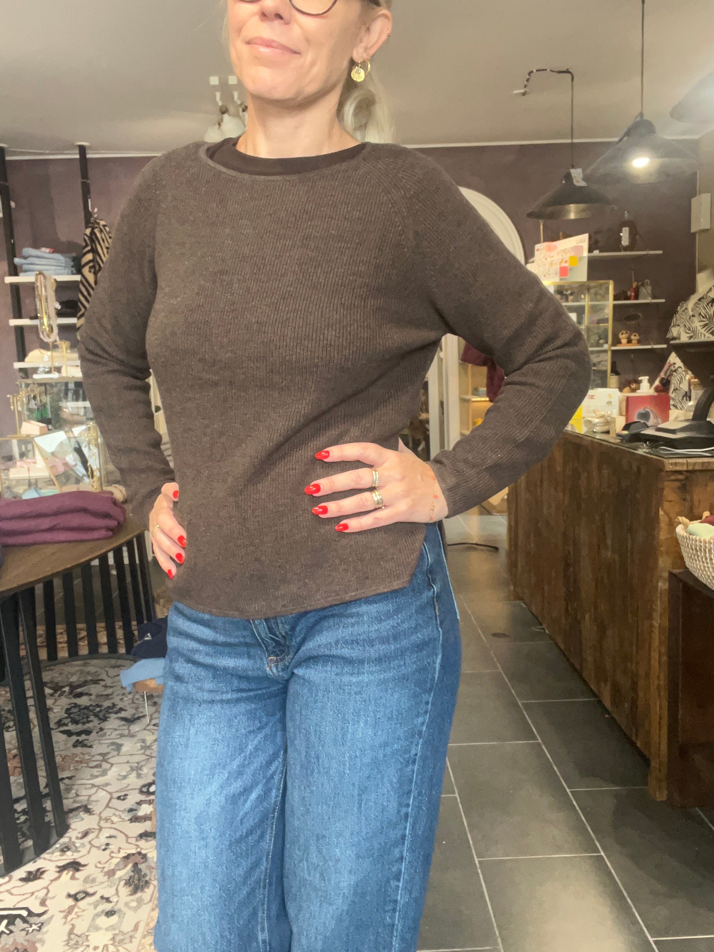 Mansted NECTARINE strik i 29 Dark Brown – front