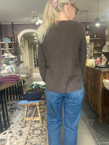 NECTARINE pullover – ryg og pasform, 29 Dark Brown (kort foran, længere bagpå)