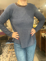 Nærbillede af halvpatent struktur – IVY merino/bomuld, Soft Blue