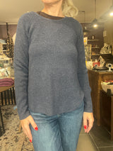 Nærbillede af halvpatent struktur – IVY merino/bomuld, Soft Blue