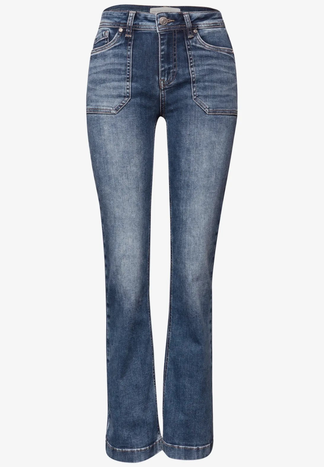 Street One Bootcut HW Jeans 380355 i medium blue – high waist slim fit jeans