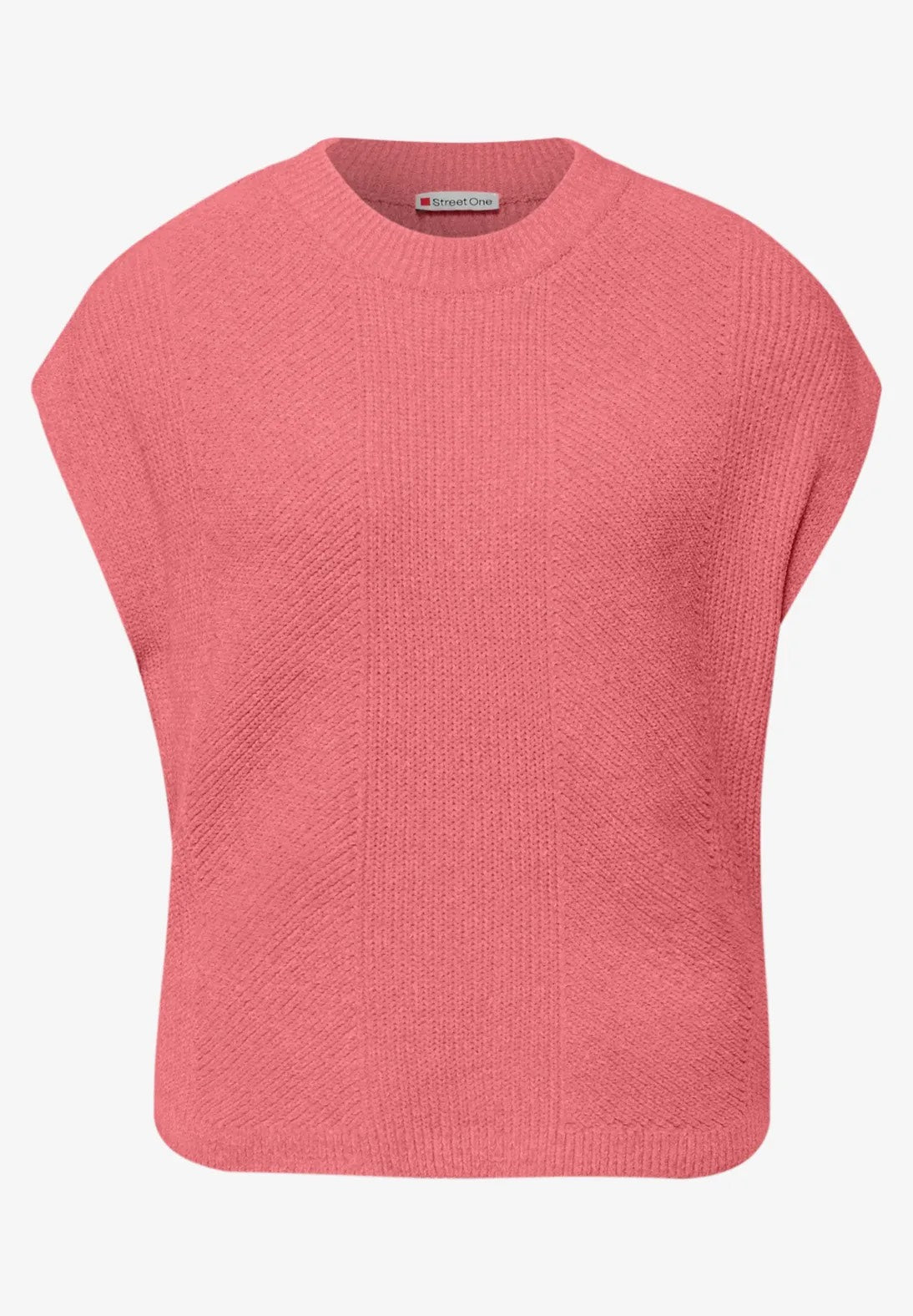 Street One ærmeløs chenille pullover 303499 i striking coral – pullunder til layering