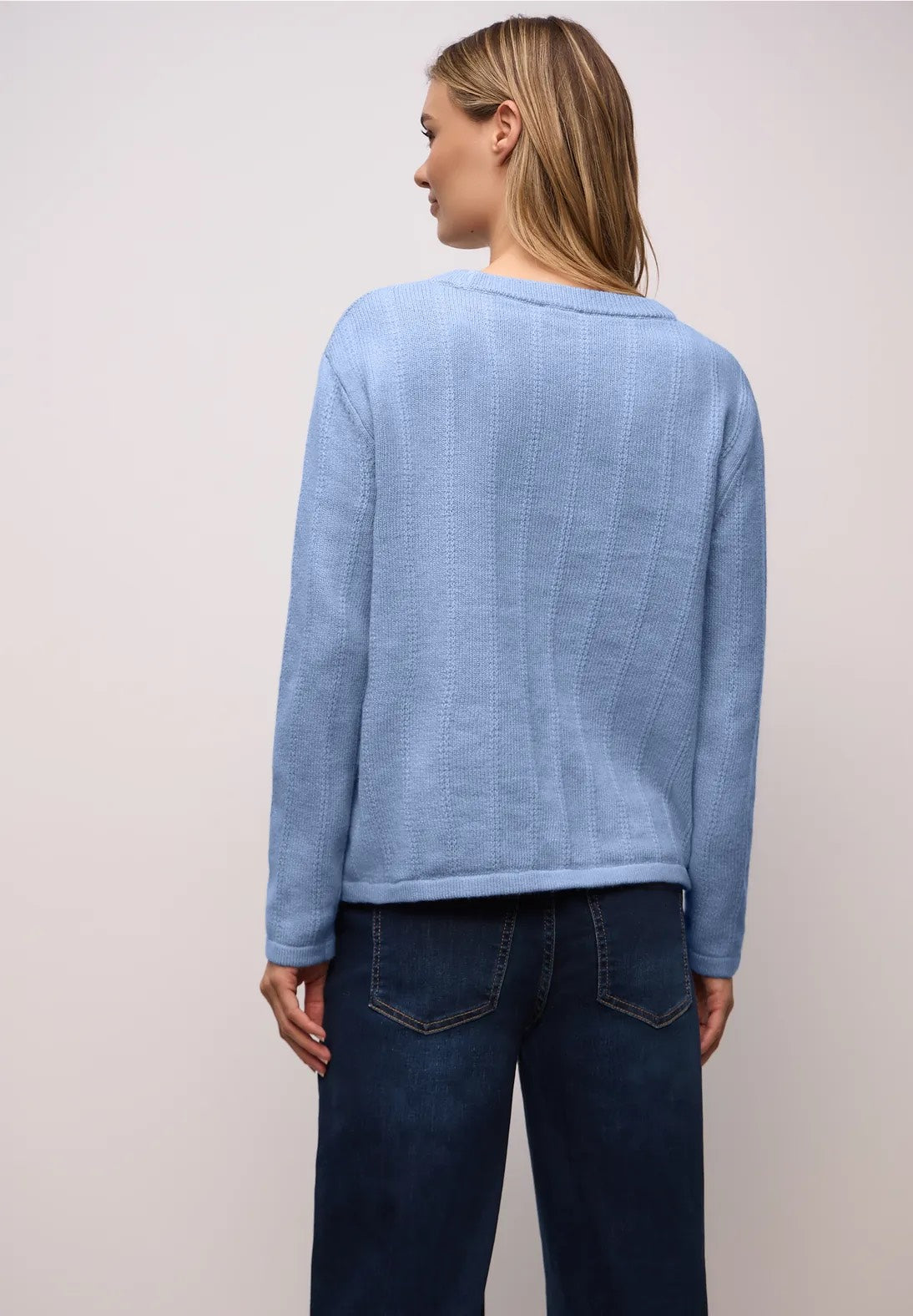 Street One Structure Sweater 303484 Frosted Blue Meleret | Strik med Struktur