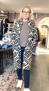 Street One Long Coat w/Dessin (201917) – Gravity Blue, front