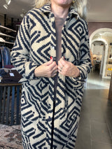 Street One Long Coat w/Dessin (201917) – Gravity Blue, front