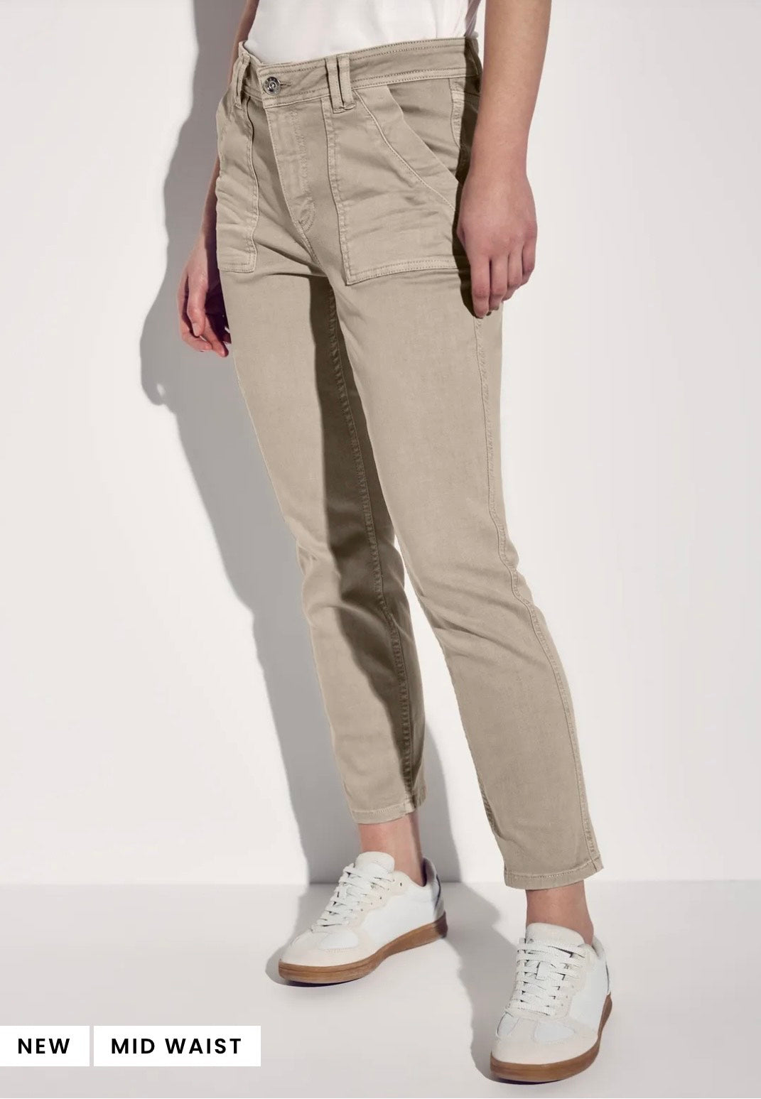 Street One - Jeans med cargo look - MidWaist - Beige