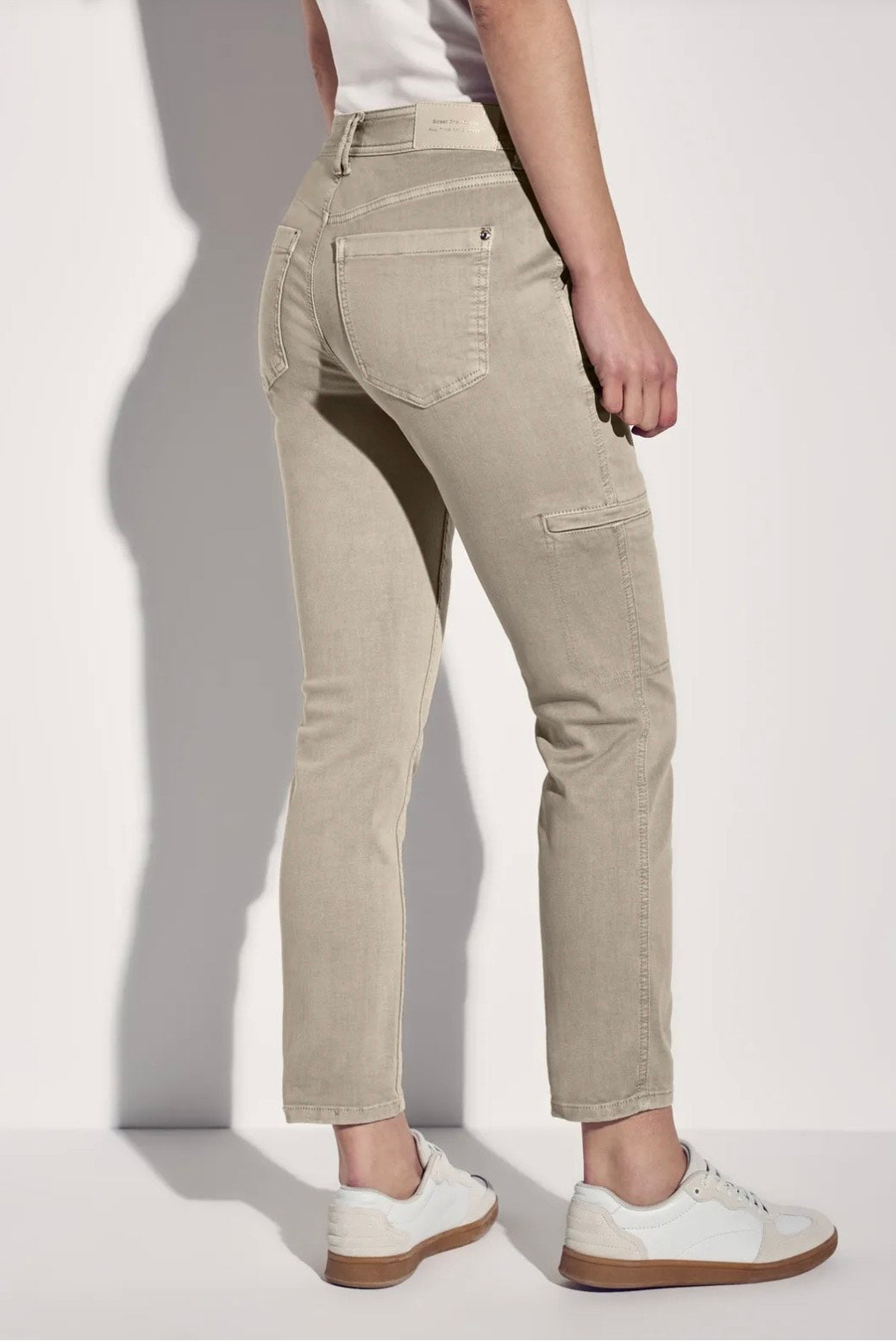Street One - Jeans med cargo look - MidWaist - Beige