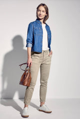 Street One - Jeans med cargo look - MidWaist - Beige
