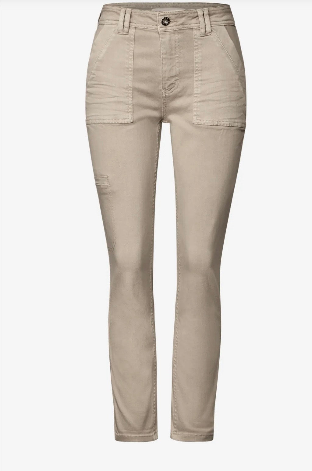 Street One - Jeans med cargo look - MidWaist - Beige