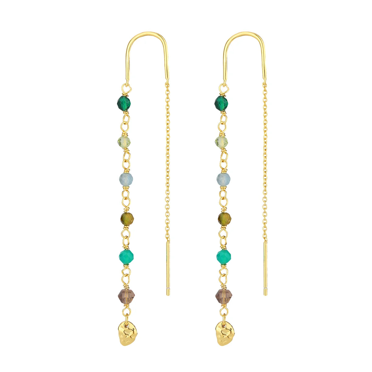 Zefina Denmark Jackie Green øreringe med grønne ægte sten