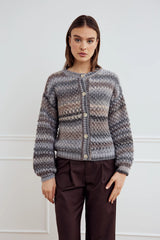 Regular fit pasform – Noella Kae Knit Cardigan i light grey mix