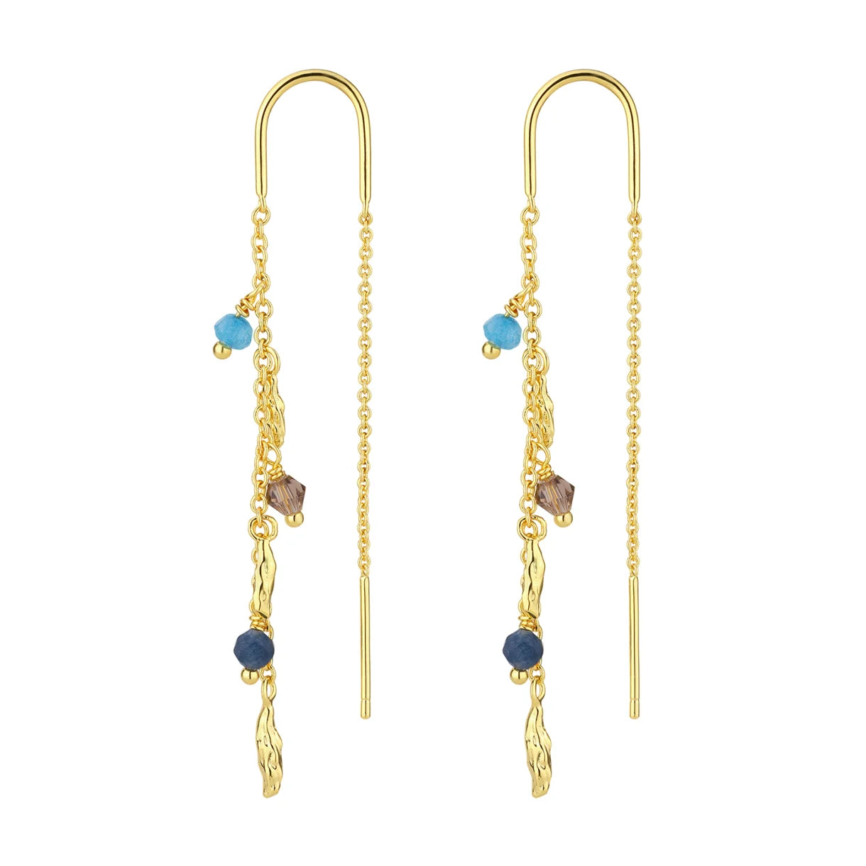 Zefina Denmark Lilly øreringe med blå og brune ægte sten