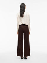 VILA Vivarone HW Wide Pant i farven Coffee Bean – højtaljede bukser med vide ben